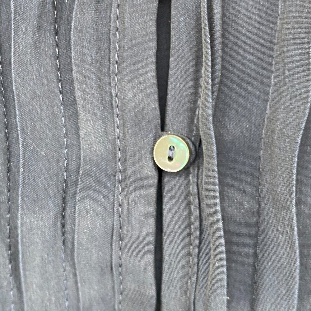 CALYPSO ST BARTH Top XS Satin Tunic Blouse Pintuck Popover Long Sleeve Blue - Picture 7 of 12